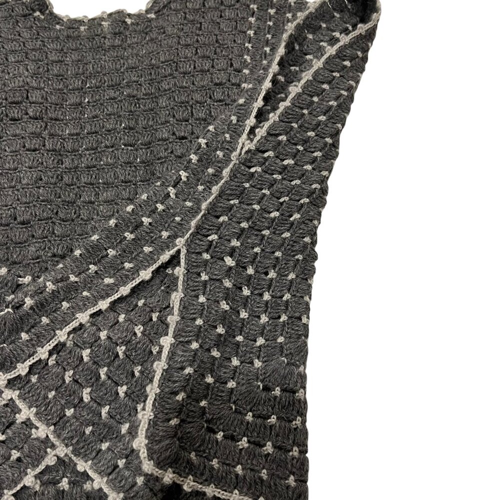 Anthropologie Moth Crochet Boxy V-neck Vest, Gray, S - Picture 8 of 12